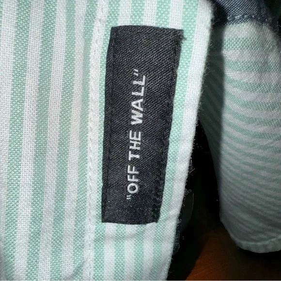 Vans Off the Wall Long Sleeve Green and White Stripped Shirt - Picture 3 of 7